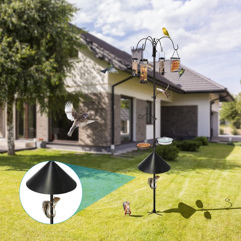 Ointo Garden 6-Hook Bird Feeding Station, Steel Multi-Feeder Kit Stand