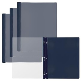 Winnable Clear Front Report Covers, 3-Prong, Letter Size, Dark Blue, 3 Pack