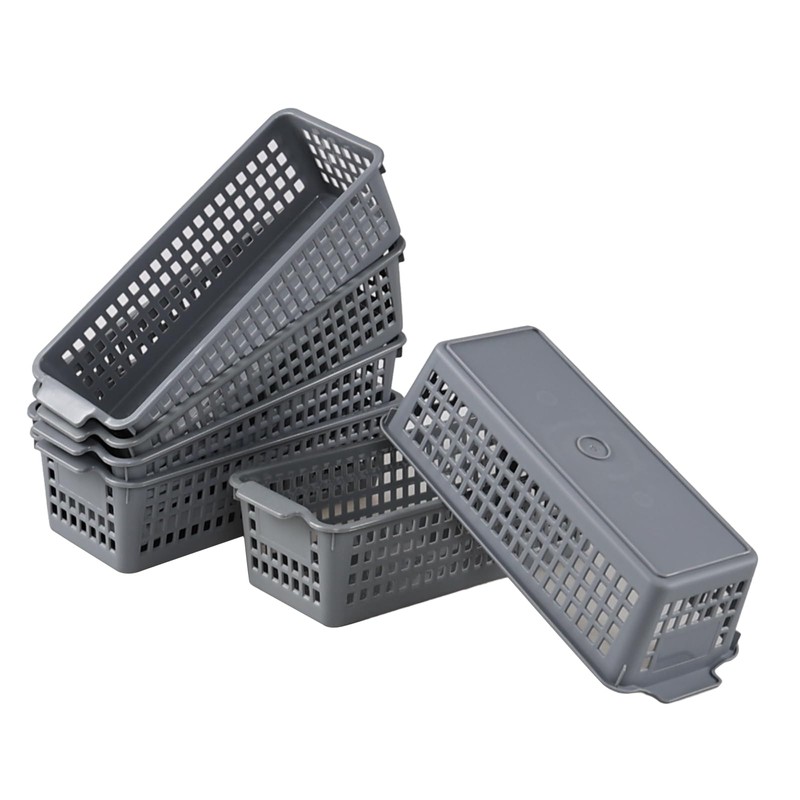 Dehouse 6 Pack Slim Plastic Storage Basket, Desktop Narrow Plastic