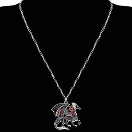 BONSNY Enamel Fantasy Dragon Dinosaur Necklaces Pendant for Women Jewelry Lucky Symbol (Grey)