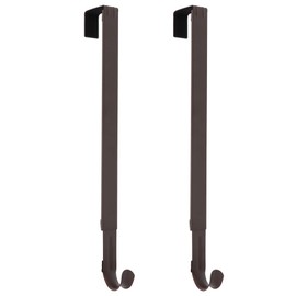 Haute Decor Adapt Adjustable Length Wreath Hanger - 2 Pack (Matte Brown) - Two Strong Over The Door Wreath Holders - Holds up to 20 pounds