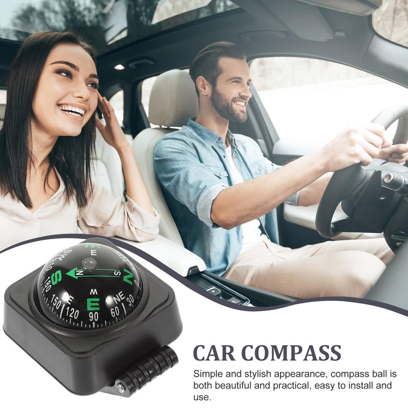 Car Compass Ball Adjustable Dashboard Navigation for Vehicles and Boats