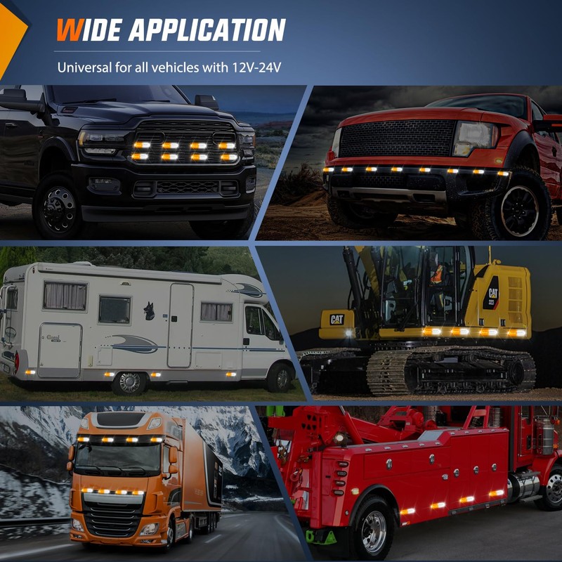 Nilight 8PCS Led Strobe Lights with Controller 12V 24V Sync