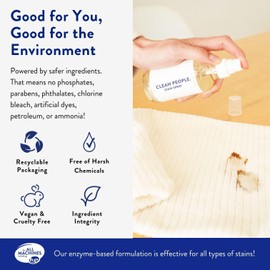 The Clean People Stain Remover Spray - Simple, Clean Ingredients - Laundry Spot Treatment for Food, Pet & Baby Stains - Boosted with Enzymes - Fabric Safe - 4oz (2 Pack)