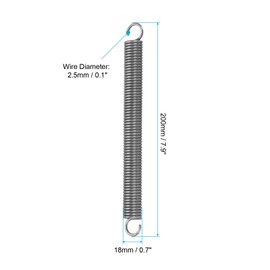 PATIKIL Extension Spring, 1pcs Wire Diameter 0.1", OD 0.7", Free Length 7.9" Spring Steel Dual Hook Tension Springs for Lawn Tractor Home Repairs DIY, Grey