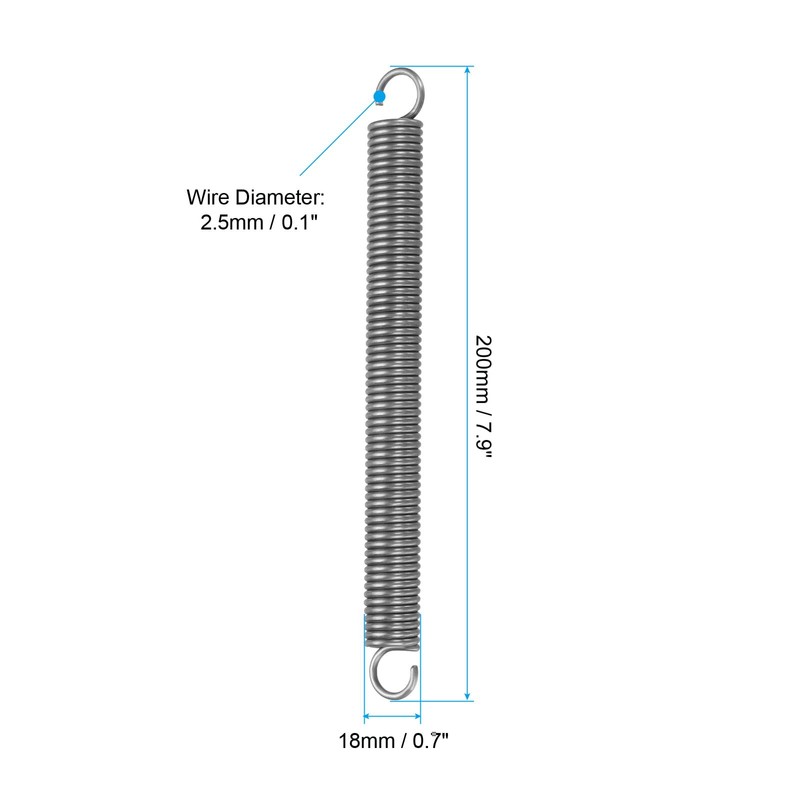 PATIKIL Extension Spring, 1pcs Wire Diameter 0.1", OD 0.7", Free