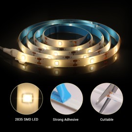 Litupshow Battery Operated Motion Sensor Strip Lights, Cuttable, Waterproof, 3.3FT Motion Activated Led Light Strip Warm White for Cabinet Closet Kitchen Bathroom Stair Pantry Shelves Bed Indoor