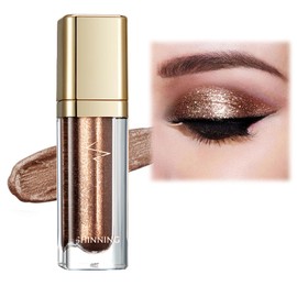 Metallic Liquid Glitter Eyeshadow & Waterproof Eyeliner Pen - Long-Lasting, Matte Shimmer, Highly Pigmented, Sparkly, & Easy to Blend - Mocha Gold Glow