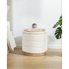 B FSOBEIIALEO Round Storage Ottoman with Tray, Folding Ottoman with