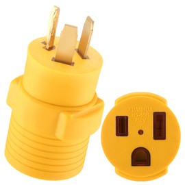 Kanayu NEMA 10-30P to 6-50R Adapter 30 Amp Dryer to 50 Amp Welder Adapter 240V Receptacle 3 Prong to 3 Prong Generator Welder Dryer EV Charger Power Plug, Yellow