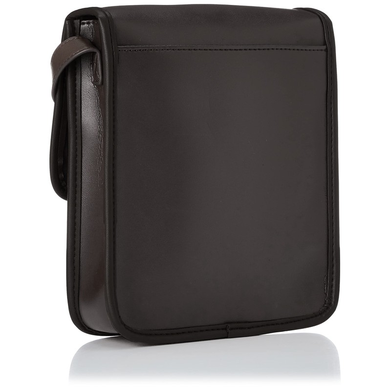 Rename Men's Shoulder Bag, Front Buckle, Faux Leather, Crossbody, charcoal