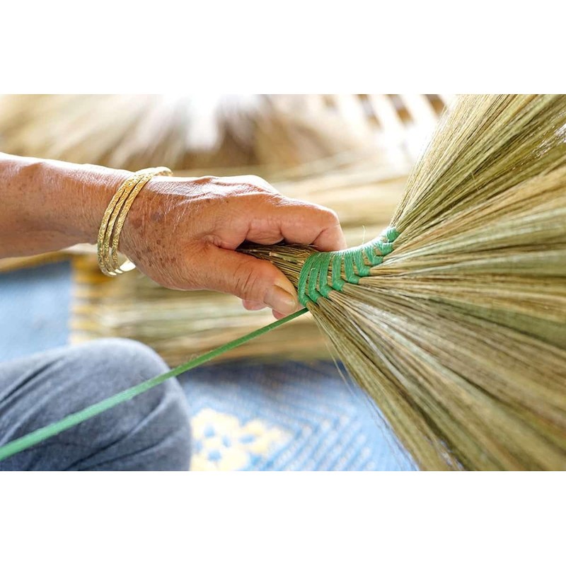 (2 Packs) Vietnamese Straw Brooms - 40" Indoor Brooms with