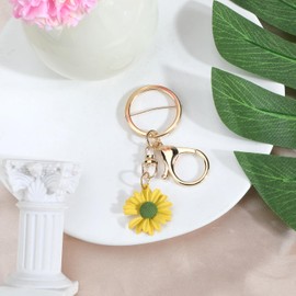 Schlüsselanhänger, Gänseblümchen, Gelb, Schlüsselanhänger, Modeschmuck, niedlicher Schlüsselanhänger, Geschenk für Freunde, Schlüsselanhänger, Freundschaftsgeschenke, silber, Small