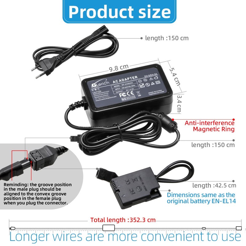 Glorich EH-5 Plus EP-5A Replacement AC Adapter for Nikon Coolpix
