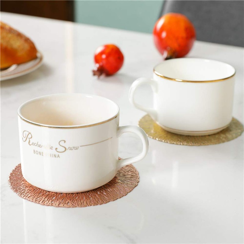 GLOBALDREAM Coasters, 6pcs Hollowed-Out Round Cup Coaster Metallic Round Coffee