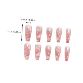WOONEKY 24pcs Ballet Press False Nails Fake Nails Full Cover for Elegant Art Creative Decoration for Weddings Parties and Festivals Beautiful Nude