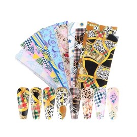 Generic Newspaper Letters Tartan Nail Foil Transfer Sticker 10Pcs 20X4Cm Dp9102 Nail Wraps Art Stickers Manicure Supplies for Women for Home Nails Full Long Lasting Easy Apply and Remove