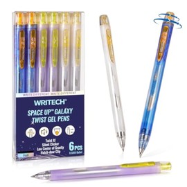 InvennionGroup Writech Twist Gel Ink Pens Fine Point 0.5Mm Black Ink 6Ct Low Center Of Gravity