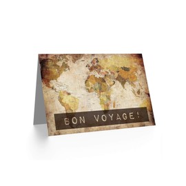 Wee Blue Coo Bon Voyage World Map Cartography Birthday Sealed Greeting Card Plus Envelope Blank inside