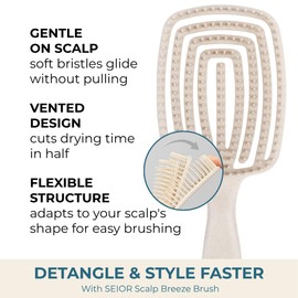 SEIOR Scalp Breeze Brush | Flexible Vented Detangling Hair Brush for Wet and Dry Hair | Gentle Scalp Massage | Plastic-Reduced Design with 10% Wheat Straw