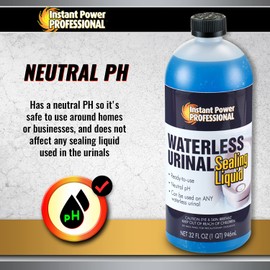 Instant Power Professional Waterless Urinal Sealing Liquid – Cleaner and Deodorizer, Ready to Use, Neutral pH, 32 Fl Oz