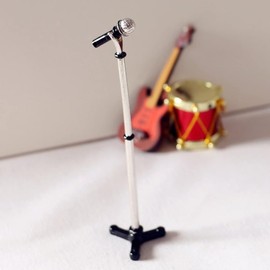1/12 Scale Dollhouse Miniature Metal Microphone Stand, Adjustable Studio Recording Equipment for Music Room, Realistic Miniature Decor Accessories