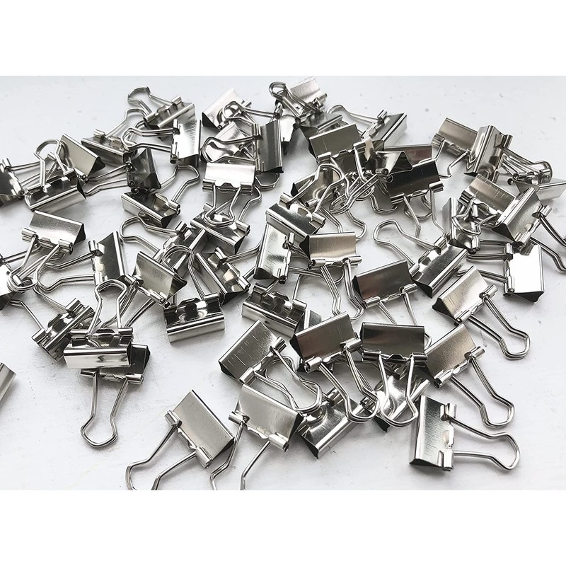 15mm, Small Silver Metal Design Foldback Clips Paper Binder Clamps