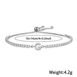 Tibond Bracelets for Womens Initial Bracelet Tennis Bracelet for Ladies Dainty Letter Bracelet Adjustable Crystal Zirconia Bracelet Birthday Christmas Jewellery Gifts for Friends Mum Daughter (G)