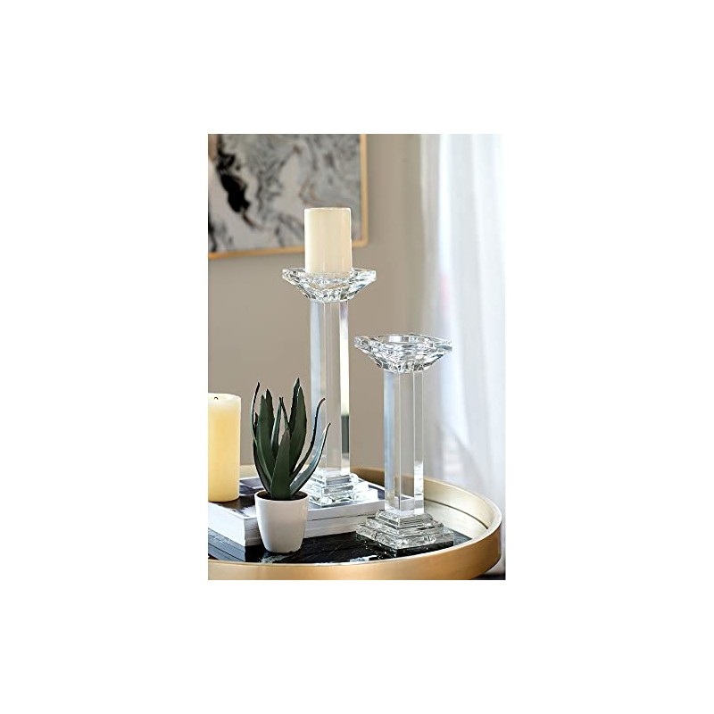 A&B Home Leon Crystal Pillar Candle Holder, Medium, 11-Inch, Medium/11