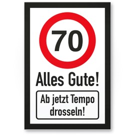 DankeDir! 70 Tempo Drosseln Schild - Alles Gute Geschenk 70. Geburtstag Geschenkidee Geburtstagsgeschenk Siebzigsten Geburtstagsdeko Partydeko Party Zubehör Geburtstagskarte