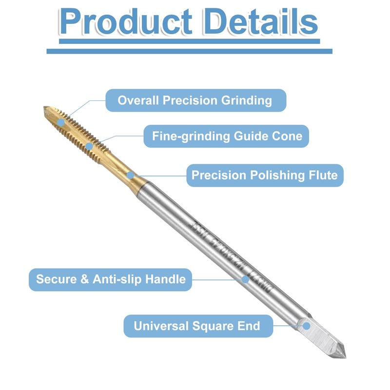 sourcing map Spiral Point Plug Threading Tap M2.5 x 0.45
