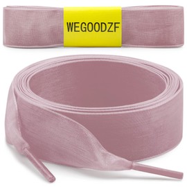 WEGOODZF Satin Ribbon Shoe Laces: 2cm Brown Pink Flat Snow Yarn Shoelaces for Women 39 inch - 2Pair