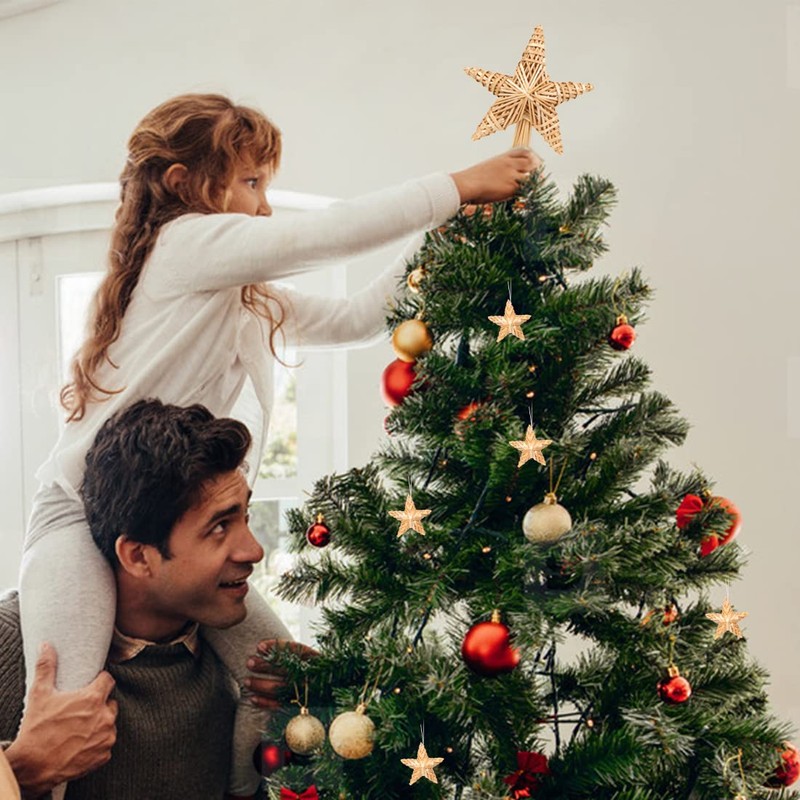 Christmas Tree Topper Star Made of Straw, Christmas Tree Topper