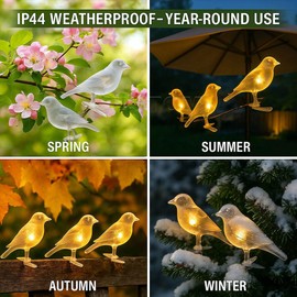 YZYOE 8 Packs of Solar Powered Bird Lights, Garden Decoration Cute Animal Warm lamp, Wireless Dusk to Dawn LED Lights Waterproof.