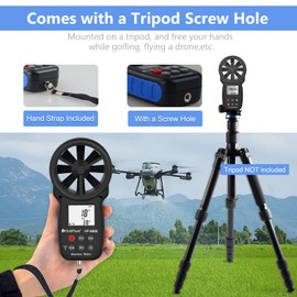 H HOLDPEAK HoldPeak Anemometer Handheld, Digital Wind Speed Meter with Backlight, Air Flow Velocity Temperature CFM Measuring Device for outdoors garden Surfing HVAC Vent, HP-866B