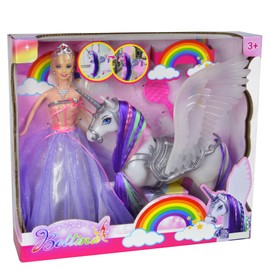 MEGAFUN Color Change Unicorn Toys & Princess Doll, Unicorn Doll with Rainbow Braided Hair, Removable Saddle&Wings, Princess Toy Unicorn Gifts for Girls