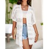 Zeagoo Summer Crochet Cream Cardigan for Women Boho Kimonos Short