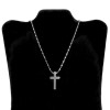 Loralyn Designs Mens Small Silver Stainless Steel Cross Long 30"