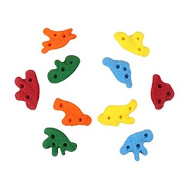 Atomik Rock Climbing Holds Set of 10 Screw-On Dripstone Incut Crimp Style 1 in Assorted Bright Tones