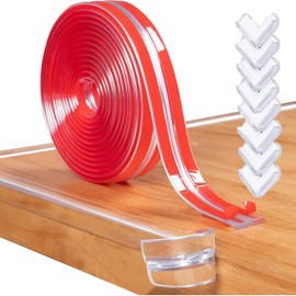 QIJRATEK Esquineros Protectores para Bebe - Tira Protector Borde 6m + 8 Protectores Esquinas para Muebles, Protectora de Mesa Transparente para Seguridad Niños, Anticolisión Proteccion Silicona