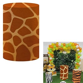 ittsmnt Cute cow Pedestal Covers For Animals Birthday Party Decoration Zoo Adventure Plinth Cover Jungle Safari Cylinder Cover Farm Baby Baptism Communion Props Dia36 H75