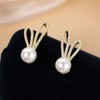 SLUYNZ Sterling Silver Pearls Rabbit Drop Earrings for Women CZ
