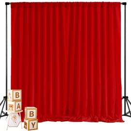 2 Panels 5ft X 10ft Red Backdrop Curtains for Party - WENSINL Polyester Wrinkle Free Backdrop Drapes for Wedding Engagement Birthday Stage Photobooth Backdrop Curtain Wall Decorations