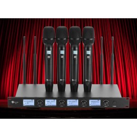 Exoton MU-4 Professional 4 Channel UHF Wireless Microphone System Rack Receiver