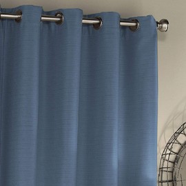 Eclipse Bryson 84" x 100" Tie Up Light Filtering Single Panel Drapes for Patio, Living Room and Bedroom, Indigo