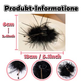 Large French Hair Clip with Black Feather, Plastic Non-Slip Hair Clips for Women Girls Thick Thin Curly Straight Long Hair (Black, Fringes)