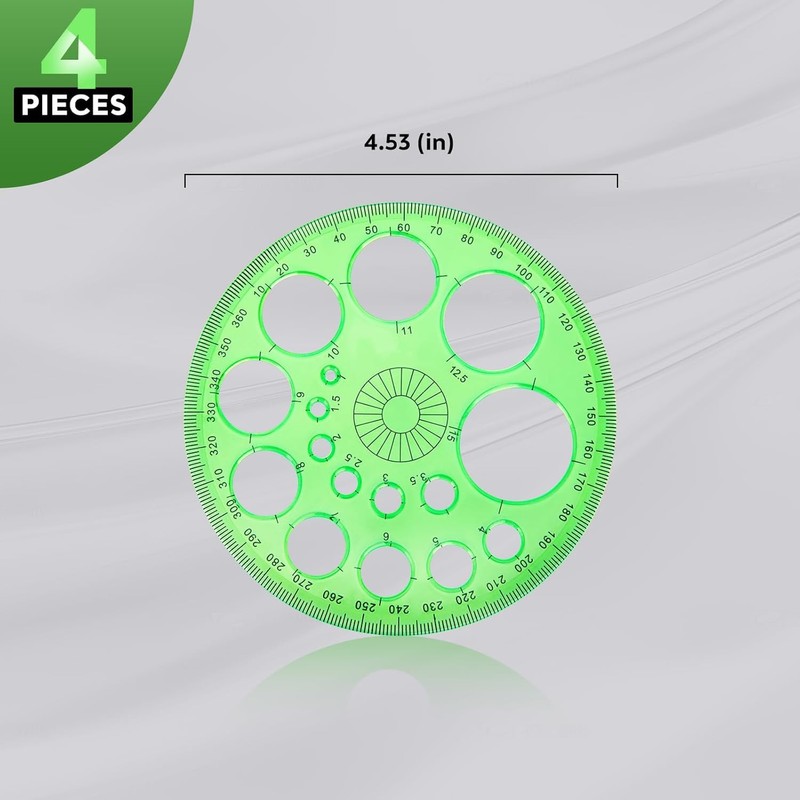 Circle Template & Stencil 4-Pack Set Drafting Templates for Architecture,