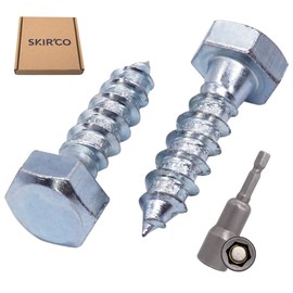 SKIR'CO (Pack of 30) DIN 571 Zinc Plated Steel Hex Wood Screws M8 x 30mm Screws Hex Head Key Screws (with Magnetic Hex Bit)