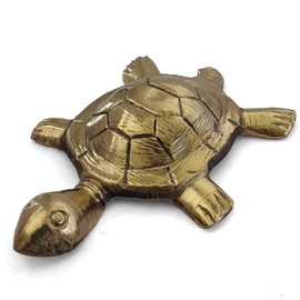 GURU JEE Fengshui - Figura de tortuga de latón Kachua en placa de metal con estatua de Vastu, ídolo (mediano)