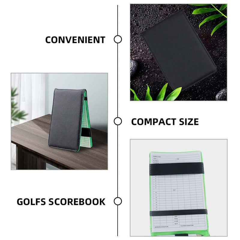 Baluue 1set Golf Scorecards Holder Pu Leather Golf Scoring Book